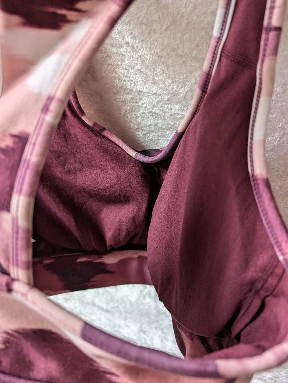 Reebok Pink Purple Pocket Sports Bra Padded Large